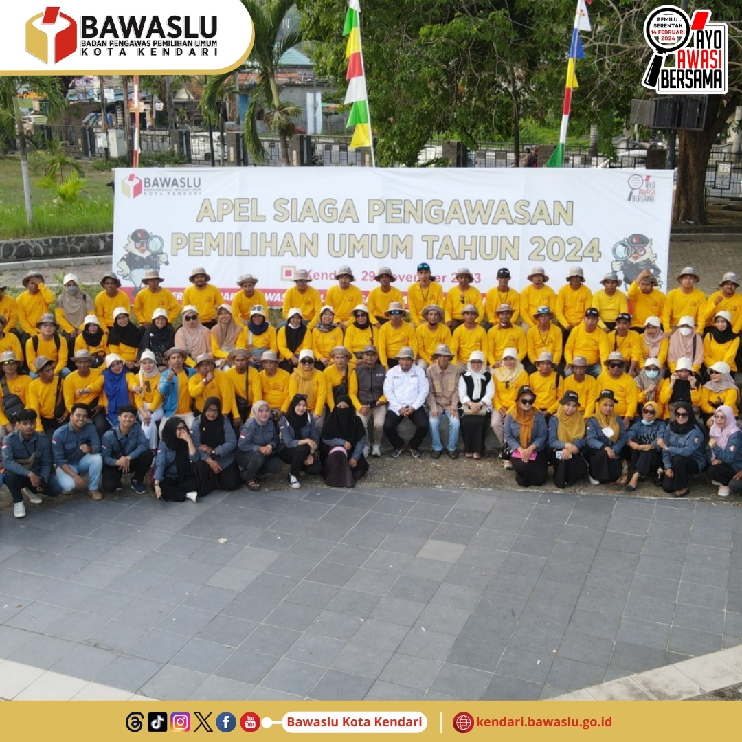 Memasuki Tahapan Kampanye, Bawaslu Kota Kendari Gelar Apel Siaga Pengawasan Pemilu 2024